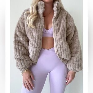 Women's Tan Faux Fur Jacket